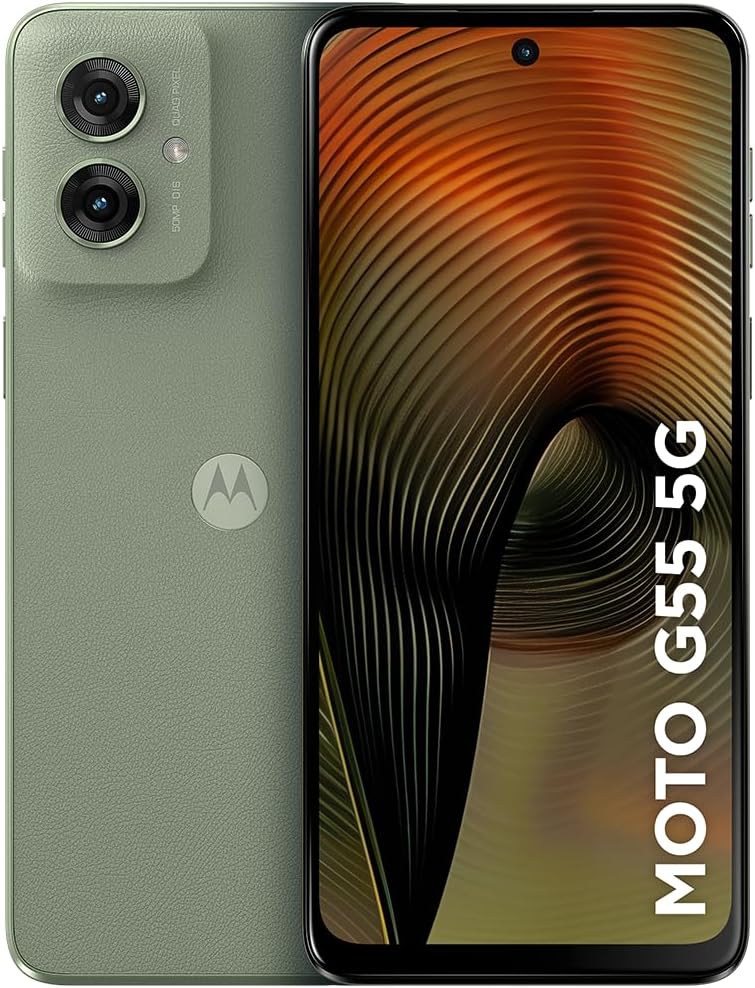 Smartphone Motorola Moto g55 5G – 256GB 16GB (8GB RAM+8GB Ram Boost) e Camera 50MP com AI NFC Tela 6.5″ com Superbrilho- Verde Vegan Leather